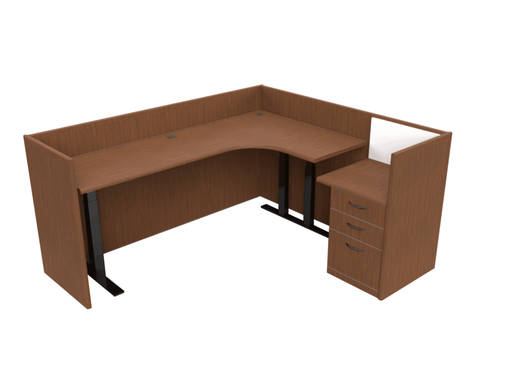 L shape wooden workstation image