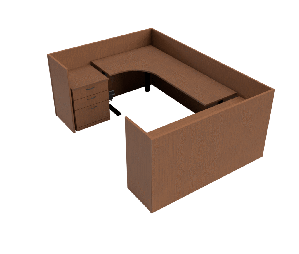 U shape wooden workstation image