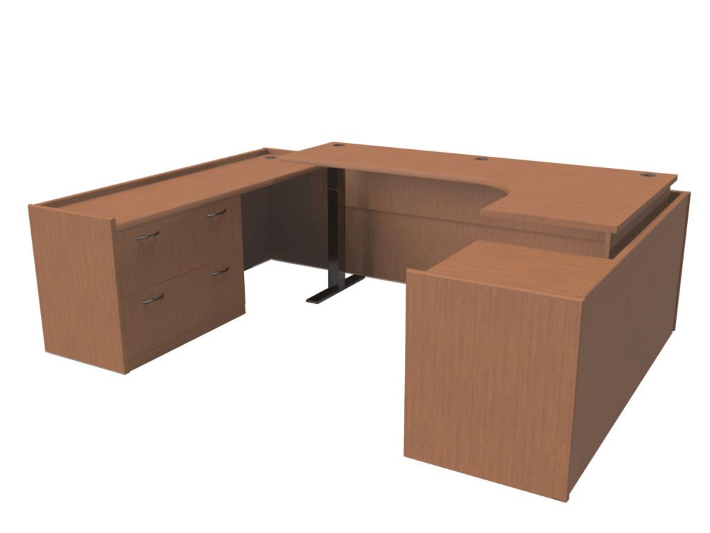 U shape wooden workstation image